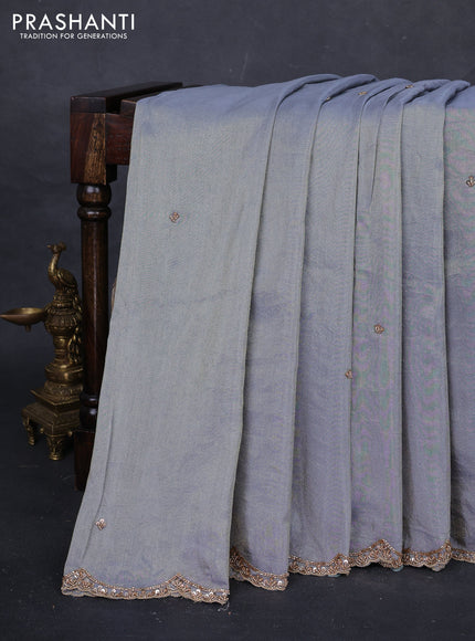 Grey Tissue Silk Embroidery Saree