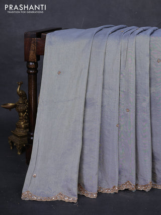 Grey Tissue Silk Embroidery Saree