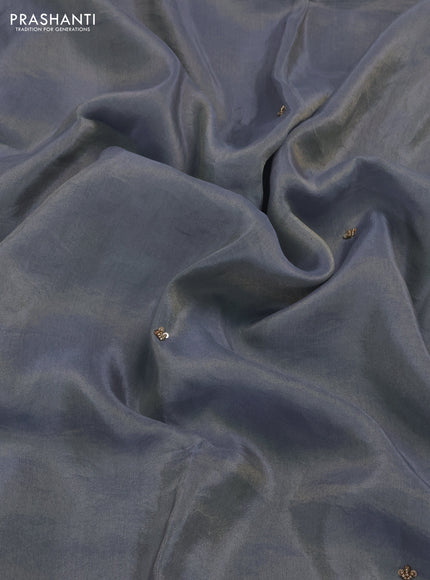 Grey Tissue Silk Embroidery Saree