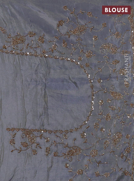 Grey Tissue Silk Embroidery Saree