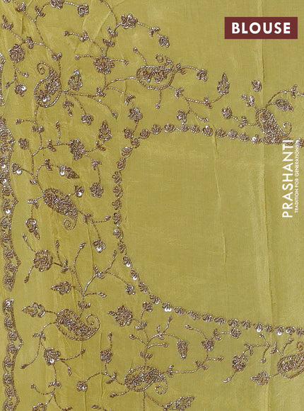 Yellow Tissue Silk Embroidery Saree