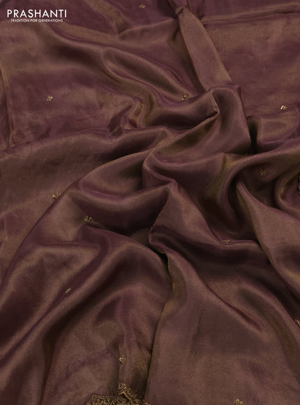 Mauve  Tissue Silk Embroidery Saree