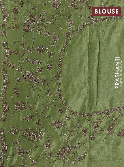 Pista Green Tissue Silk Embroidery Saree
