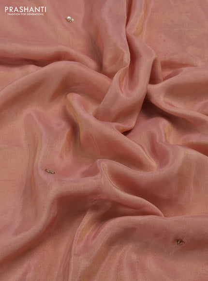 Peach Tissue Silk Embroidery Saree
