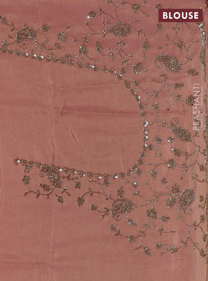 Peach Tissue Silk Embroidery Saree
