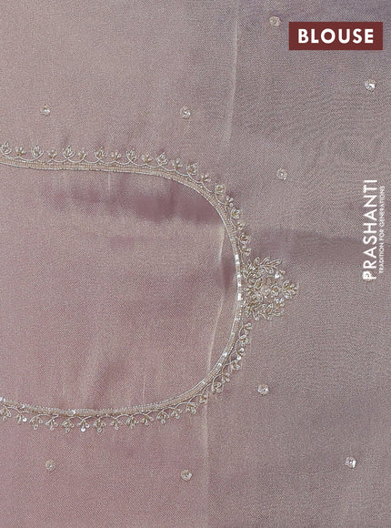Pastel Lavender Organza Silk Embroidery Saree