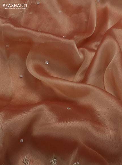 Orange Organza Silk Embroidery Saree