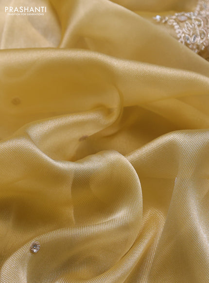 Pale Yellow Organza Silk Embroidery Saree