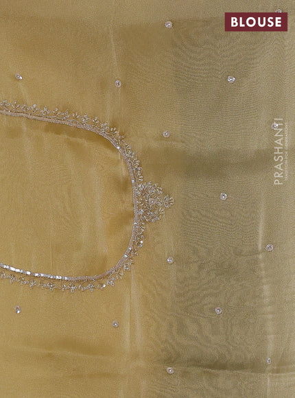 Pale Yellow Organza Silk Embroidery Saree