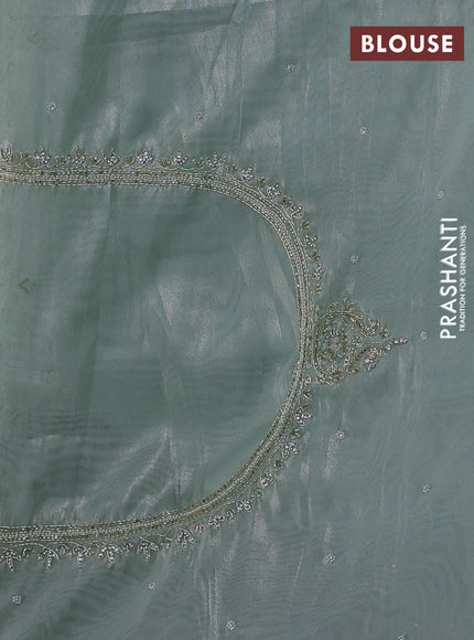 Pista Green Organza Silk Embroidery Saree