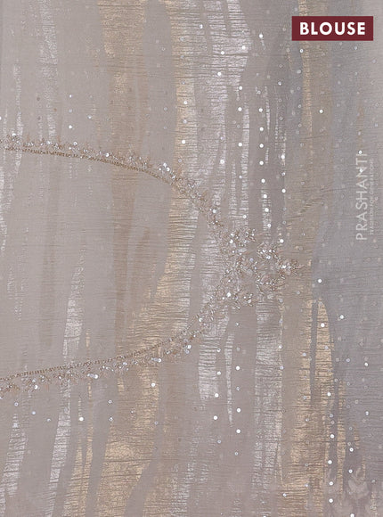 Cream Crushed Tissue Silk Embroidery Saree