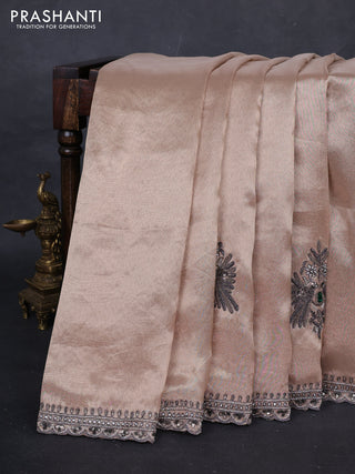 Sandal Tissue Silk Embroidery Saree