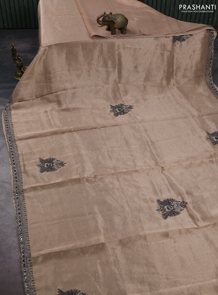 Sandal Tissue Silk Embroidery Saree