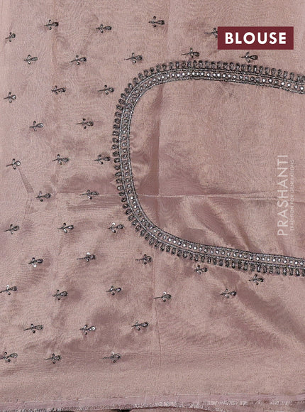 Pastel Pink Tissue Silk Embroidery Saree