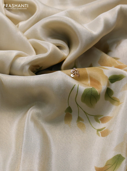 Cream Tissue Silk Embroidery Saree