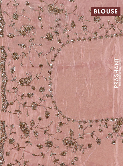 Peach Tissue Silk Embroidery Saree