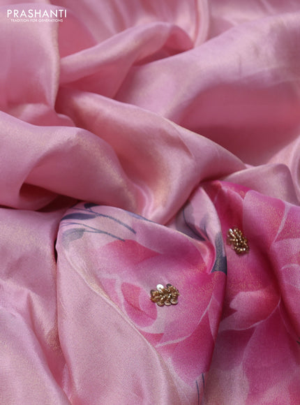 Light Pink Tissue Silk Embroidery Saree