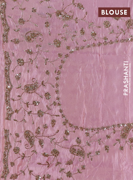 Light Pink Tissue Silk Embroidery Saree