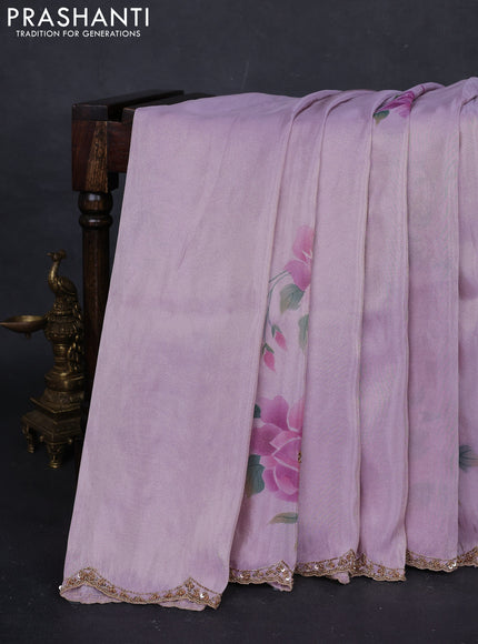 Lavender Tissue Silk Embroidery Saree