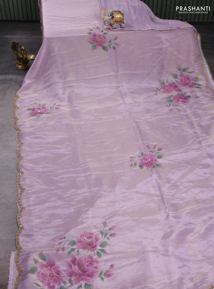 Lavender Tissue Silk Embroidery Saree
