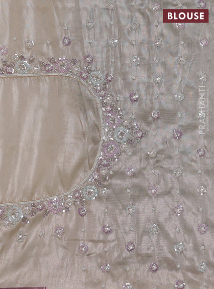 Beige Tissue Silk Embroidery Saree