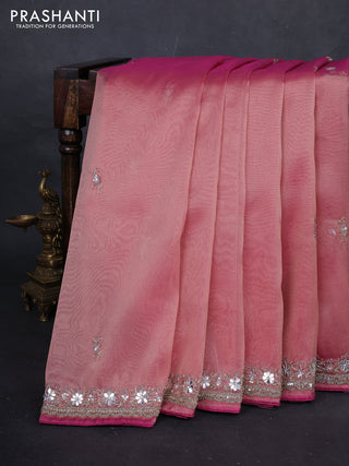 Pink Tissue Silk Embroidery Saree