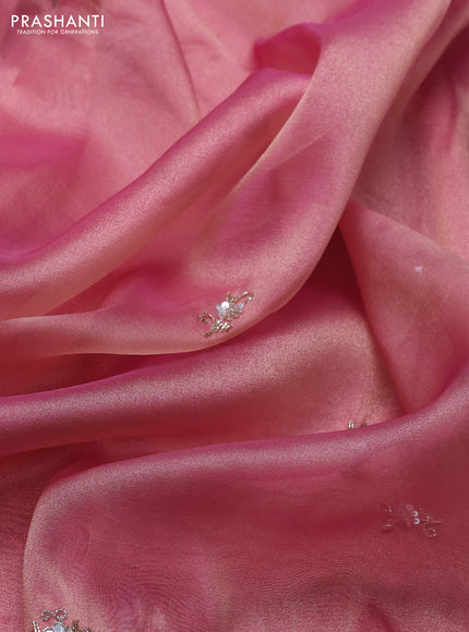 Pink Tissue Silk Embroidery Saree