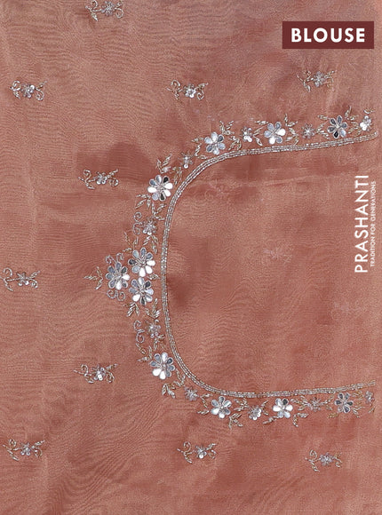 Peach Tissue Silk Embroidery Saree