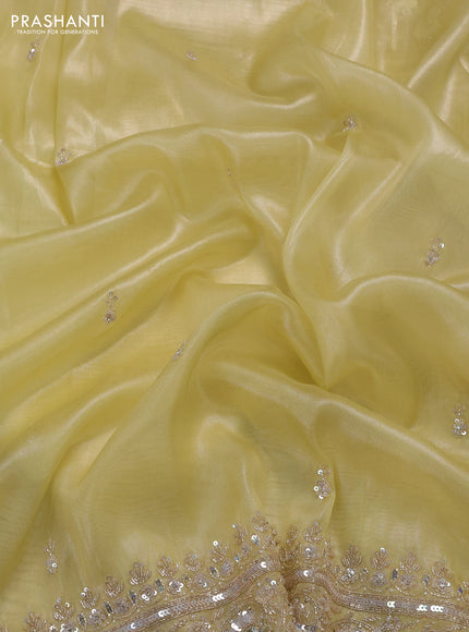 Yellow Tissue Silk Embroidery Saree