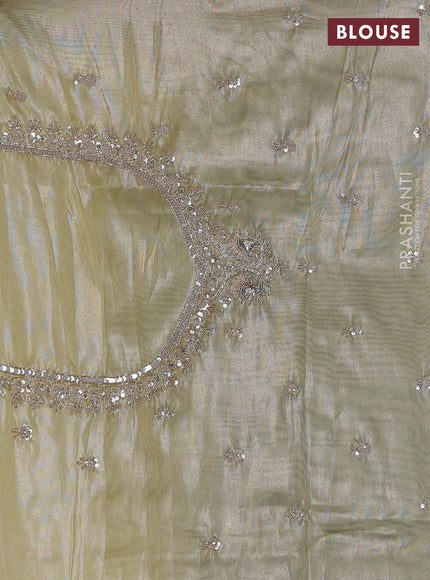 Yellow Tissue Silk Embroidery Saree