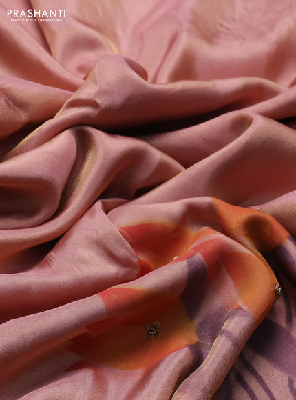 Peach Tissue Silk Embroidery Saree