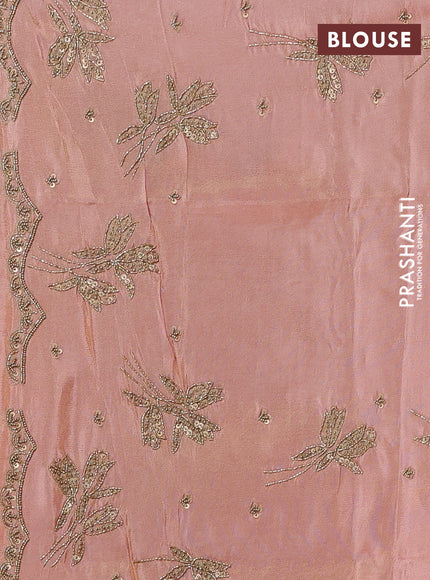 Peach Tissue Silk Embroidery Saree