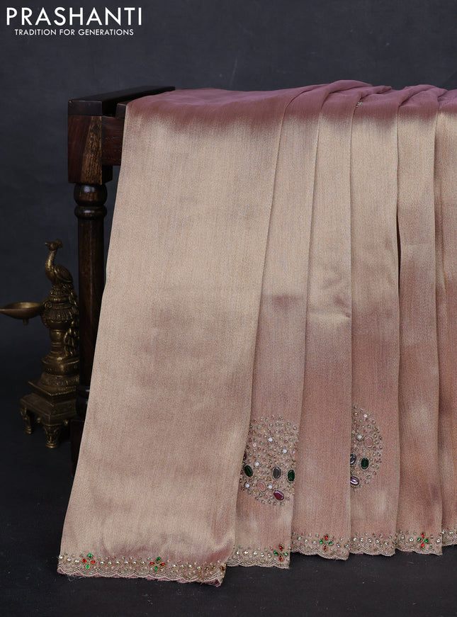 Pastel Pink Tissue Silk Embroidery Saree