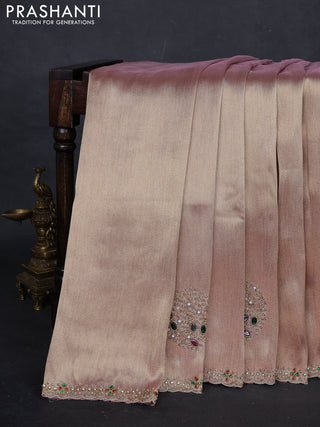 Pastel Pink Tissue Silk Embroidery Saree