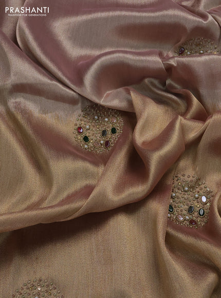 Pastel Pink Tissue Silk Embroidery Saree