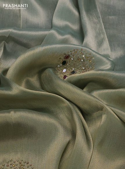 Pastel Green Ombre Tissue Silk Embroidery Saree