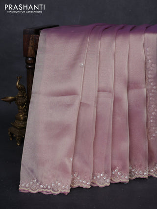 Lavender Organza Silk embroidery saree