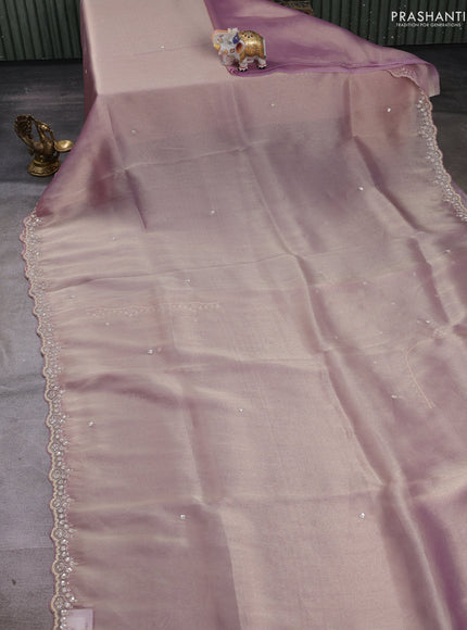 Lavender Organza Silk embroidery saree