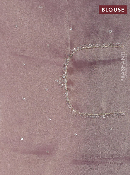 Lavender Organza Silk embroidery saree