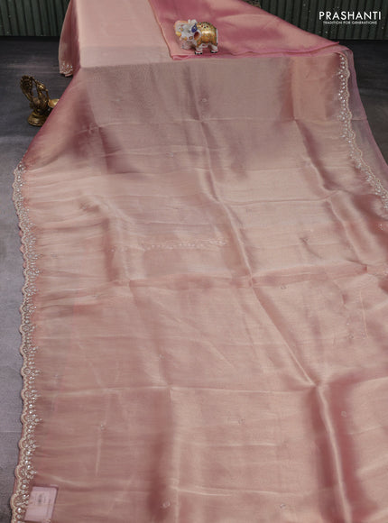 Peach Banarasi silk embroidery Saree