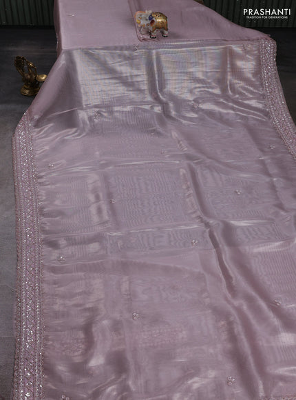 Light Pink Organza silk embroidery saree