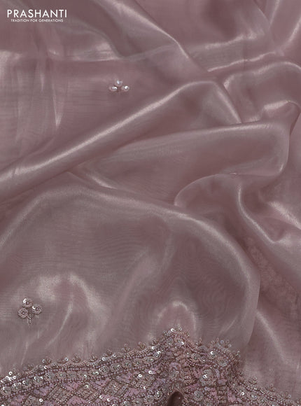 Light Pink Organza silk embroidery saree