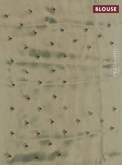 Pastel Green Banarasi silk Embroidery saree
