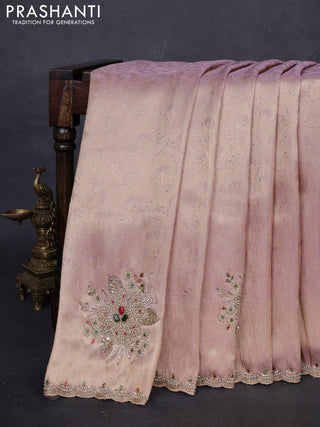 Lavender Banarasi silk embroidery saree