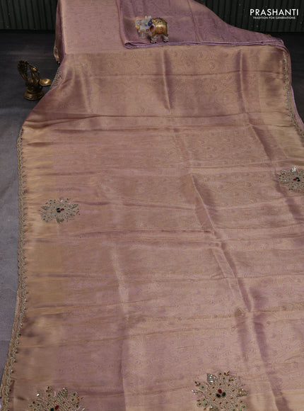 Lavender Banarasi silk embroidery saree
