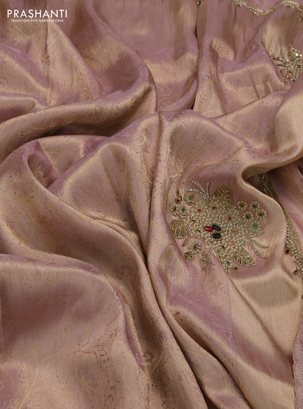 Lavender Banarasi silk embroidery saree