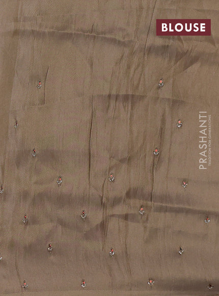 Beige Banarasi silk embroidery saree