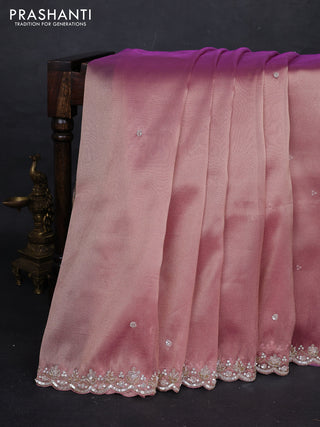 Light Pink Tissue Silk Embroidery Saree