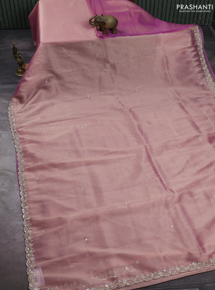 Light Pink Tissue Silk Embroidery Saree