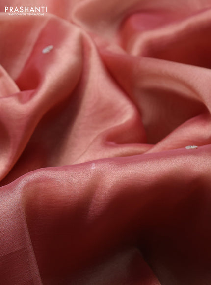 Peach Tissue Silk Embroidery Saree